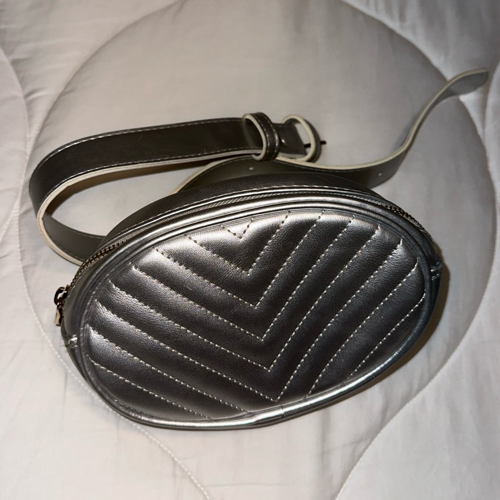 PLT Silver Quilted Fanny Pack